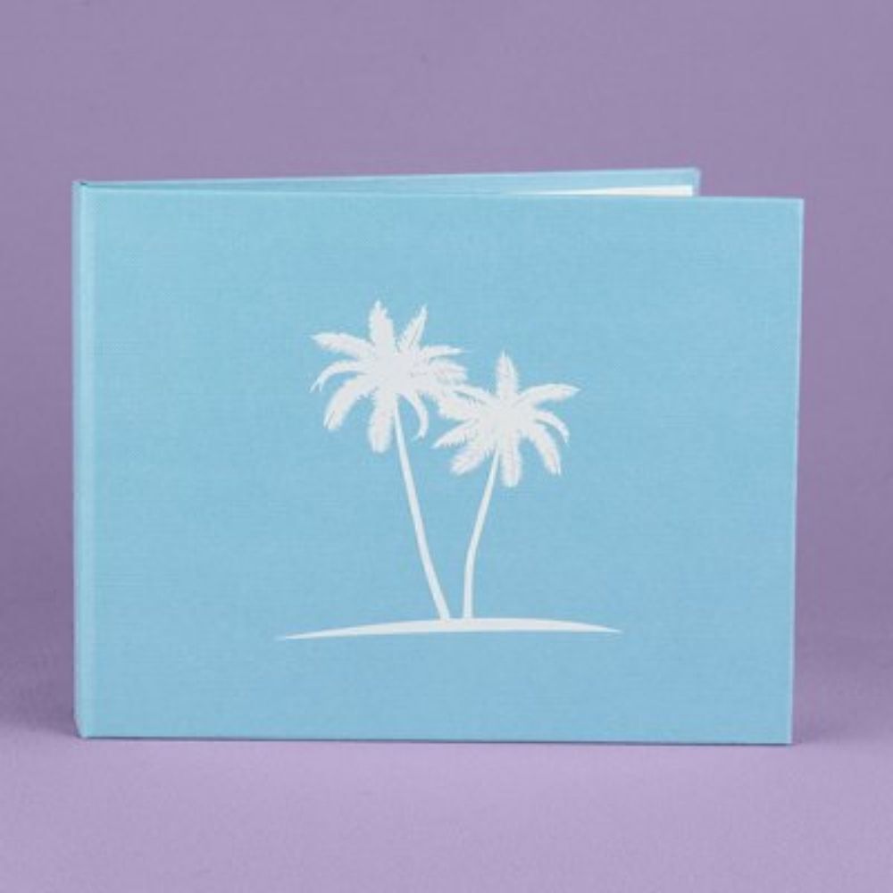 Brandβ New Palm Tree Light Blue With White Pages HardcoverβGuest Book